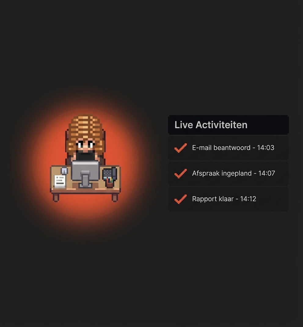 Lisa werkt in haar kantoor